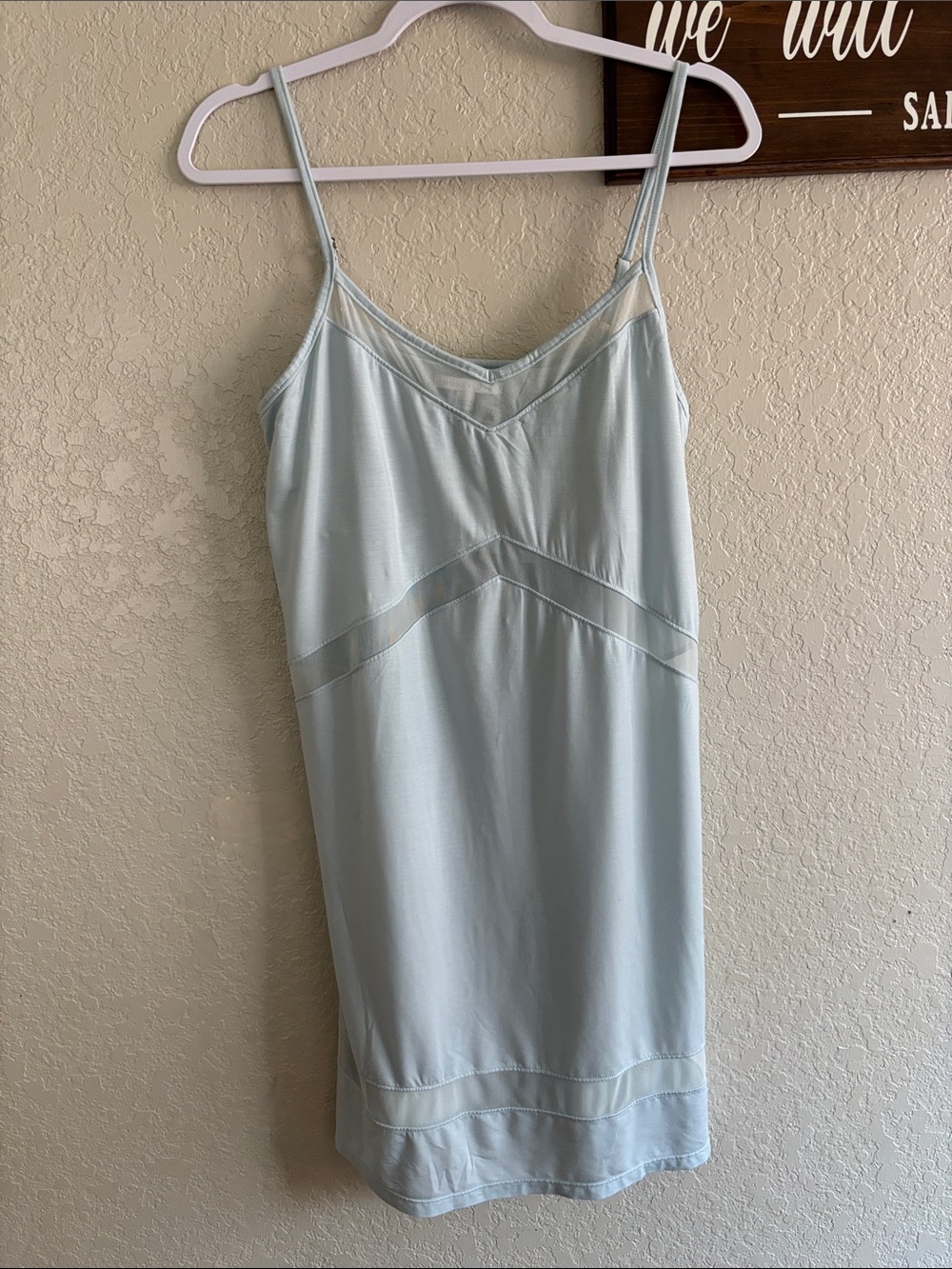 Honeylove Light Blue Silk-Feel Slip with Sheer Insets